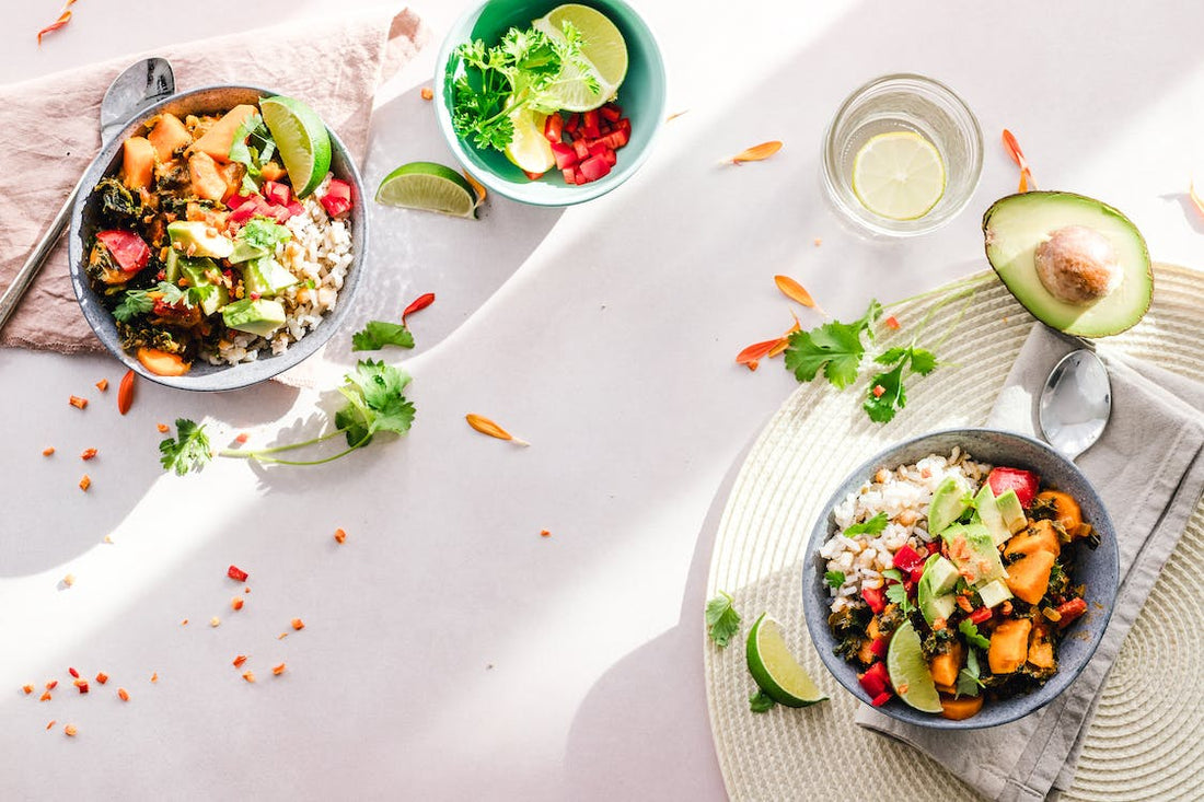 A vegetable salad dish on a dinner table